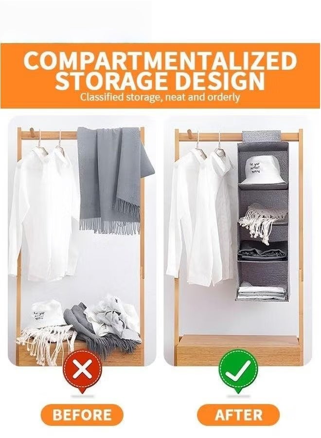 EETU 5-Shelf Hanging Closet Organizer,Hanging Shelves For With 2 Removable Drawers,Hanging Shelf Organizer Bedroom Or Garment Rack - Image 2