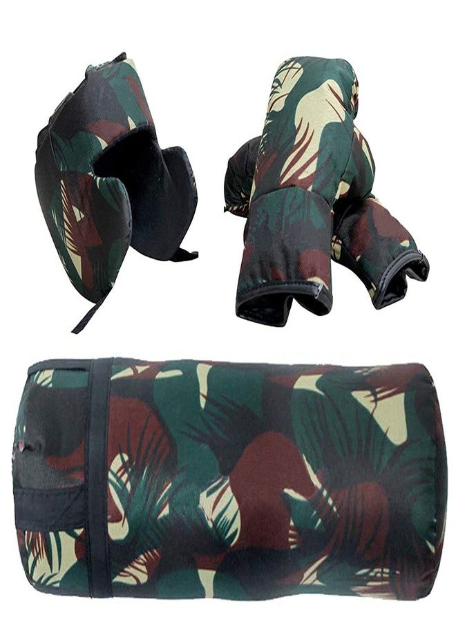 X RON XRON Army Design Boxing Kit Set | 1 Filled Punching Bag, 1 Head Guard, 2 Boxing Gloves | Boxing Training Punching Bag and Gloves for Boys and Girls | 4 to 14 Years Age Group (Set of 4) - Image 1
