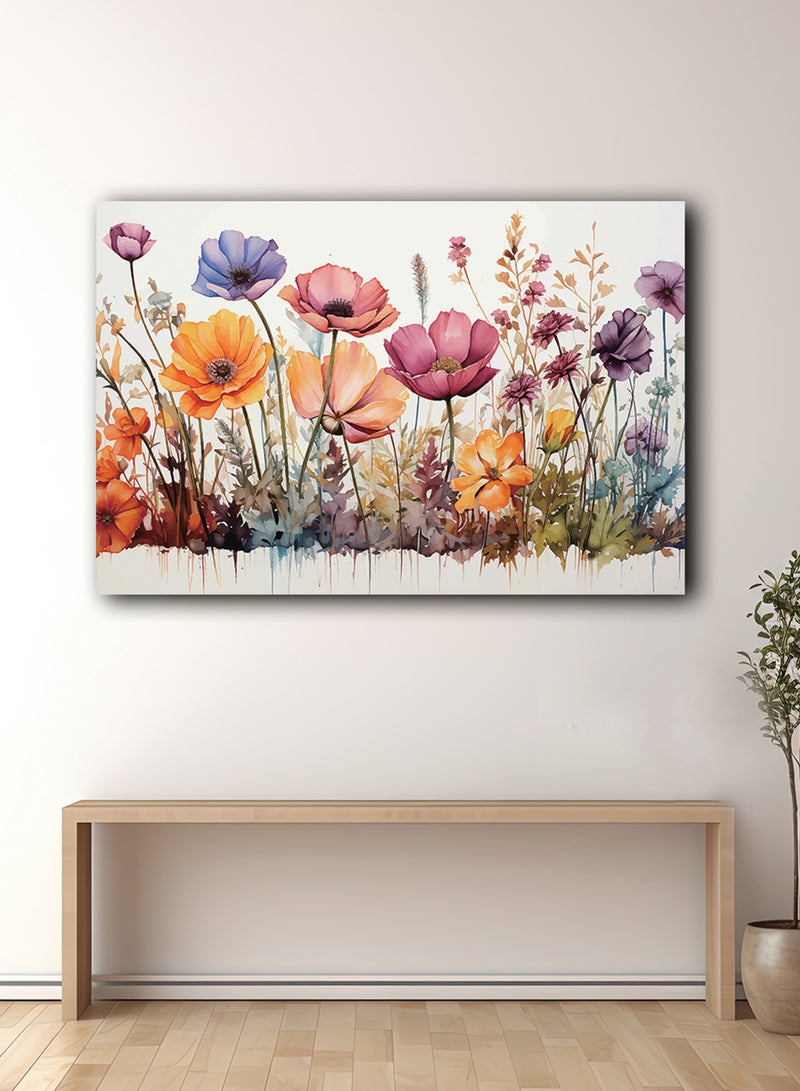لوحة كانفاس على إطار خشبي بتصميم زهور ملونة - Image 3