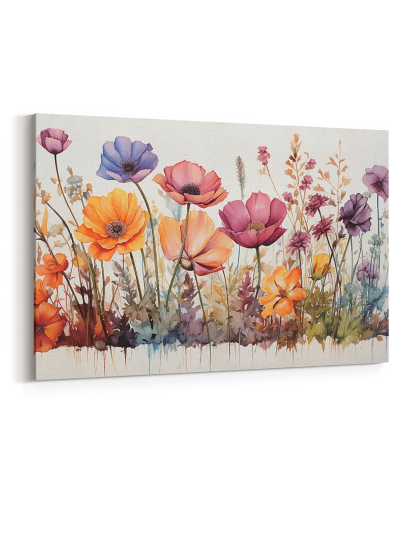 لوحة كانفاس على إطار خشبي بتصميم زهور ملونة - Image 4