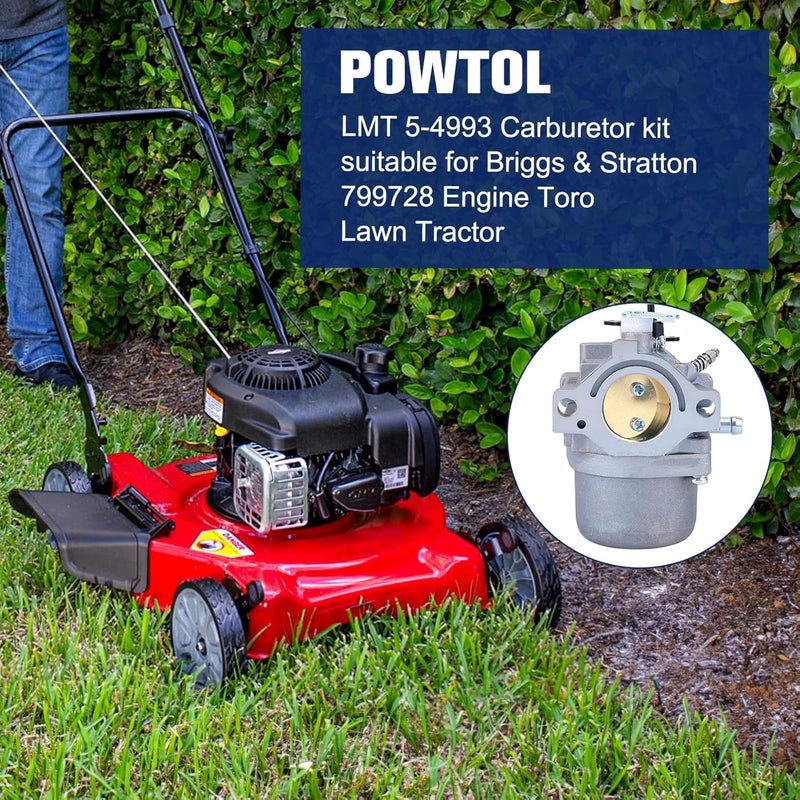 Powtol LMT 5-4993 Carburetor for Brriggs Stratton 799728 498027 28B702 28B707 28R707 12HP 28M707 289707 28V707 286707 28T707 28A707 282707 499161 Engines - Image 3