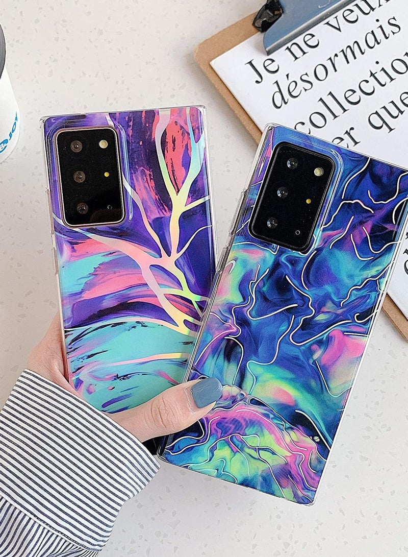 SYOSI Phone Case  For Galaxy Note 20 Ultra Case 5G 6.9"Marble for Women Girls Gold Sparkle Glitter Slim Fit Silicone TPU Bumper Shockproof Protective Cover Case for Samsung Galaxy Note 20 Ultra -Blue - Image 4