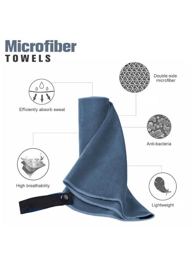 Lyaxm 2 Pack Compact Microfiber Camping Towel Set With Carry Bag, Quick Drying Gym Towel (76x152CM & 40x80CM) Soft Microfiber Lightweight Sport Sweat Towel Perfect Travel Camping Towel Super Absorbent Ultra Compact for Gym Sport Yoga Backpacking Beach Swimming, Navy Blue - Image 4