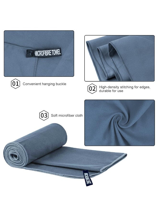 Lyaxm 2 Pack Compact Microfiber Camping Towel Set With Carry Bag, Quick Drying Gym Towel (76x152CM & 40x80CM) Soft Microfiber Lightweight Sport Sweat Towel Perfect Travel Camping Towel Super Absorbent Ultra Compact for Gym Sport Yoga Backpacking Beach Swimming, Navy Blue - Image 5