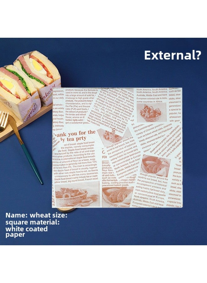 Sandwich Wrapping Paper Oil-absorbing And Oil-proof Hamburger Paper Bread Tray Pad Paper Lunch Roll LOGO-Color:500 To Send 450 Sealing Stickers-Specifications:Wheat 18*18 - Image 1
