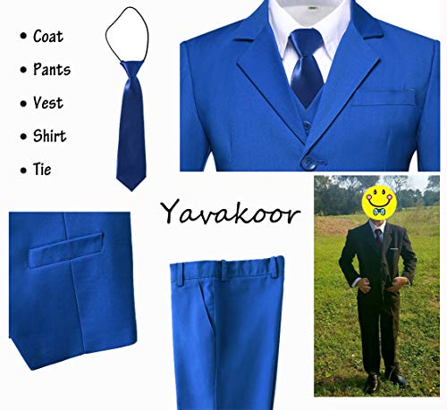 Yavakoor Suits for Boys Slim Fit 5 Pieces Suit for Boy Wedding Dress Formal Outfit Royal Blue Sets Suits Size 10 - Image 5