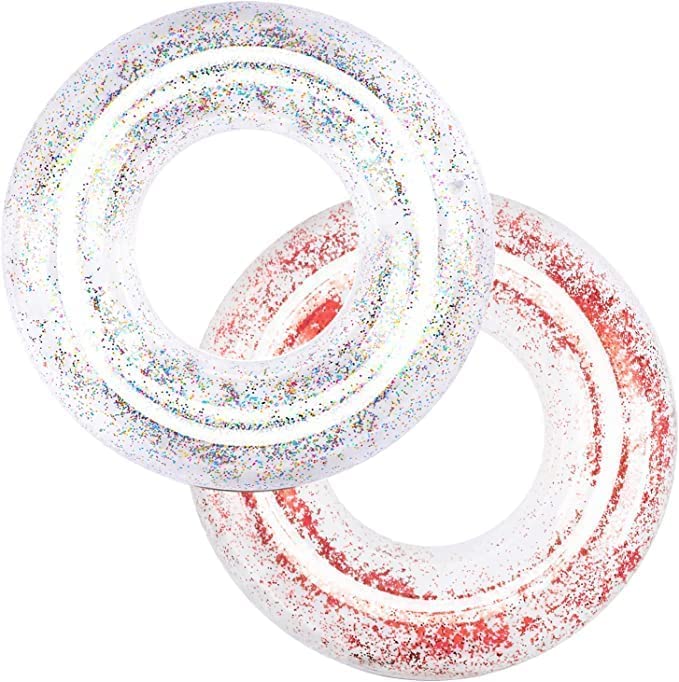 Minitul Inflatable Pool Float Tube Confetti 45 Cm Premium Swim Ring Heavy Duty Vinyl Flotation Pool Floats Toy for The Beach 3 T0 5 Years (Multi Color) Pack of 1 - Image 2