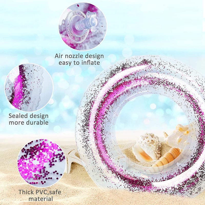Minitul Inflatable Pool Float Tube Confetti 45 Cm Premium Swim Ring Heavy Duty Vinyl Flotation Pool Floats Toy for The Beach 3 T0 5 Years (Multi Color) Pack of 1 - Image 4