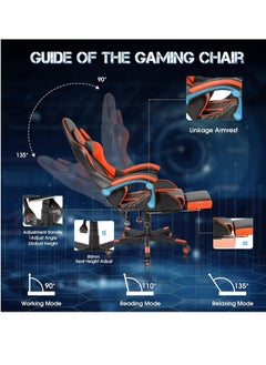 EMZJ LED Gaming Chair Ergonomic OfficeChair Racing Style High-Back Desktop PC Computer GamingChair Adjustable Height SwivelChair with Footrest, Headrest and Lumbar Support  - Image 2
