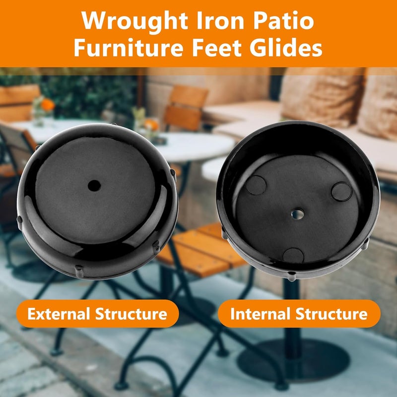 PETOX 36-Pack Wrought Iron Patio Furniture Feet Caps 1-1/2 inch Round Plastic Outdoor Chair Leg Caps, Patio Chair Leg Caps for Metal Chairs, Patio Furniture Replacement Feet for Chairs & Tables, Black - Image 3