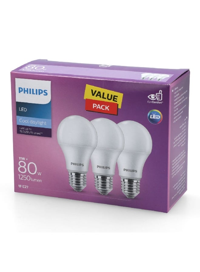 فيليبس مصباح LED غير قابل للتعتيم 11 واط 3 قطع ضوء النهار البارد 11.5 × 14.9 × 6.1 سم PHI-929002299886 - Image 5
