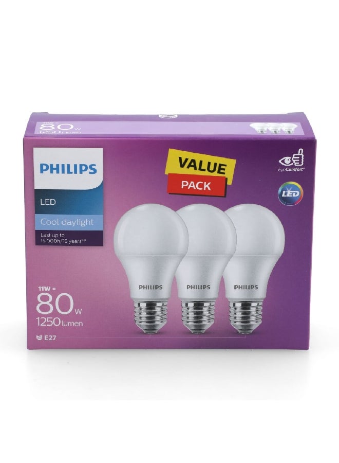 فيليبس مصباح LED غير قابل للتعتيم 11 واط 3 قطع ضوء النهار البارد 11.5 × 14.9 × 6.1 سم PHI-929002299886 - Image 4