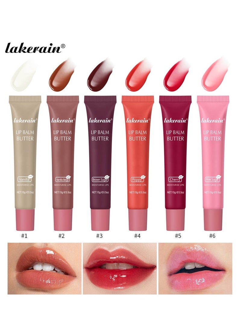 lakerain 6 Color Glossy Lip Butter Balm, Moisturizing Lip Gloss Butter Non Sticky, Clear Jelly Yummy Tint Lip Stain Balm, Nourishing Lip Care Oil & Repair Lip Mask for Soft & Smooth & Protect Dry Lip - Image 1