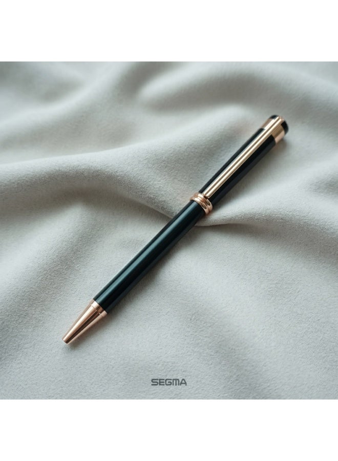 SEGMA Atelier Luxury Metal Ballpoint Pen – Black & Rose Gold Executive Writing Pen - Image 1