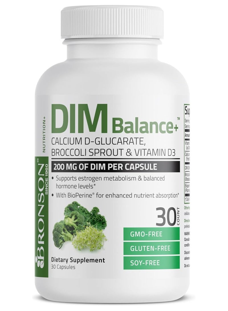 Bronson Dim Balance Plus Calcium D-glucarate, Broccoli Sprouts And Vitamin D3 200 Mg Per Capsule,30 Count - Image 1