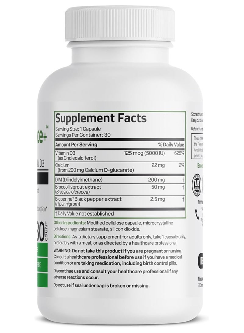 Bronson Dim Balance Plus Calcium D-glucarate, Broccoli Sprouts And Vitamin D3 200 Mg Per Capsule,30 Count - Image 2