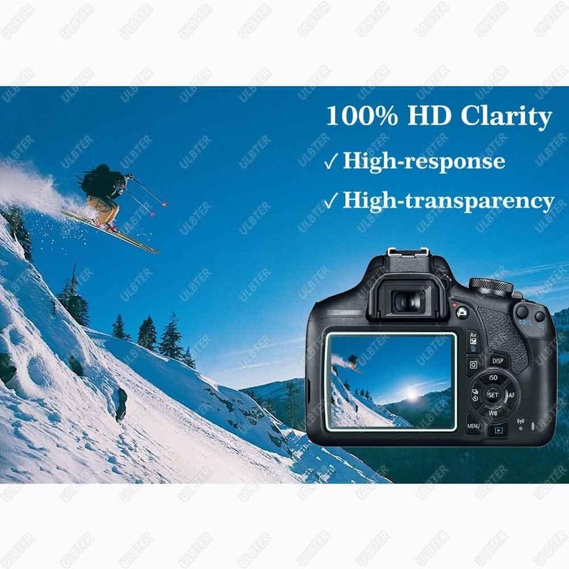 ULBTER حماية شاشة لكاميرا كانون EOS Rebel T7 T6 T5 2000D وغطاء حذاء ساخن، [2+3 عبوة] زجاج مقسى بسمك 0.3 مم وصلابة 9H مضاد للخدش ومضاد لبصمات الأصابع ومضاد للفقاعات - Image 5
