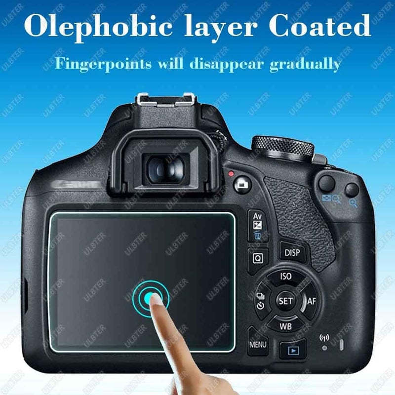 ULBTER حماية شاشة لكاميرا كانون EOS Rebel T7 T6 T5 2000D وغطاء حذاء ساخن، [2+3 عبوة] زجاج مقسى بسمك 0.3 مم وصلابة 9H مضاد للخدش ومضاد لبصمات الأصابع ومضاد للفقاعات - Image 4