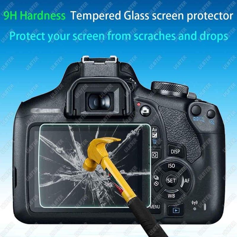 ULBTER حماية شاشة لكاميرا كانون EOS Rebel T7 T6 T5 2000D وغطاء حذاء ساخن، [2+3 عبوة] زجاج مقسى بسمك 0.3 مم وصلابة 9H مضاد للخدش ومضاد لبصمات الأصابع ومضاد للفقاعات - Image 3