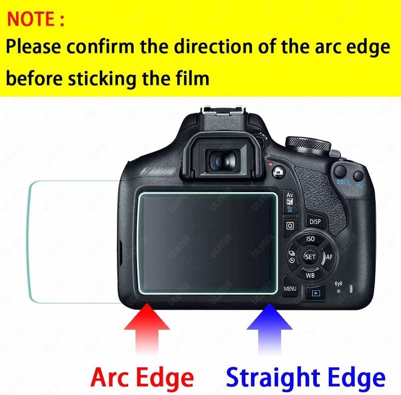 ULBTER حماية شاشة لكاميرا كانون EOS Rebel T7 T6 T5 2000D وغطاء حذاء ساخن، [2+3 عبوة] زجاج مقسى بسمك 0.3 مم وصلابة 9H مضاد للخدش ومضاد لبصمات الأصابع ومضاد للفقاعات - Image 2