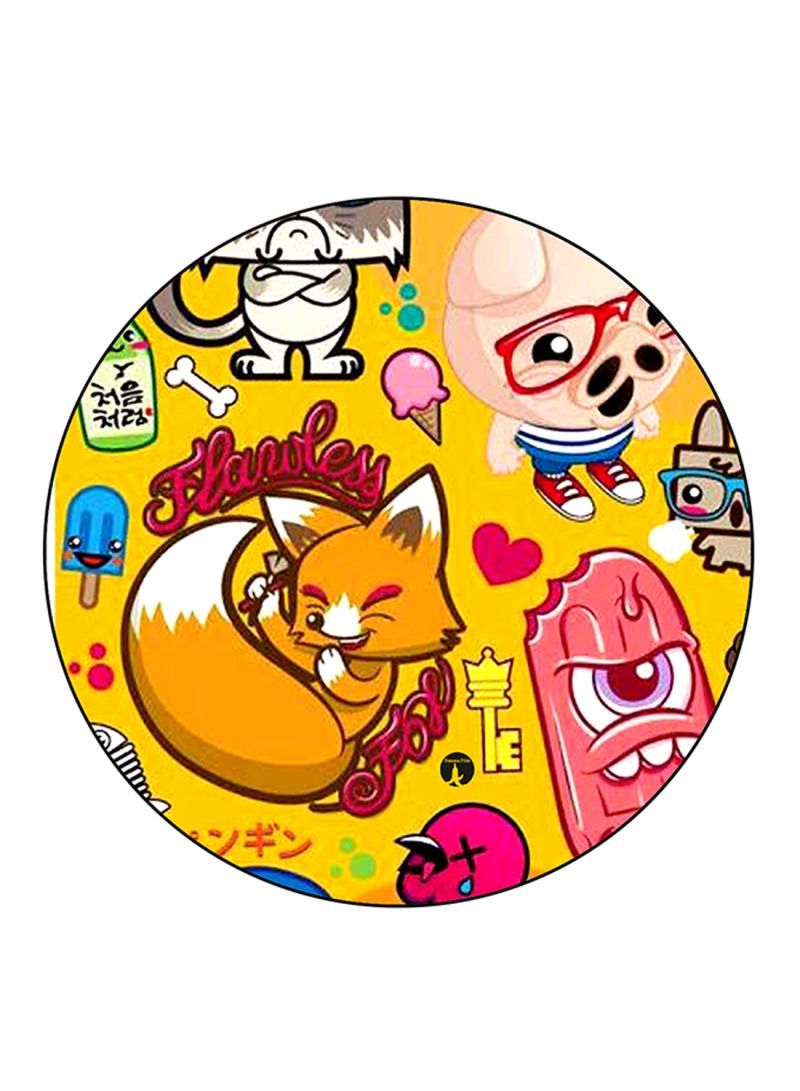 RKN Animals Printed Mouse Pad Round  Multicolour