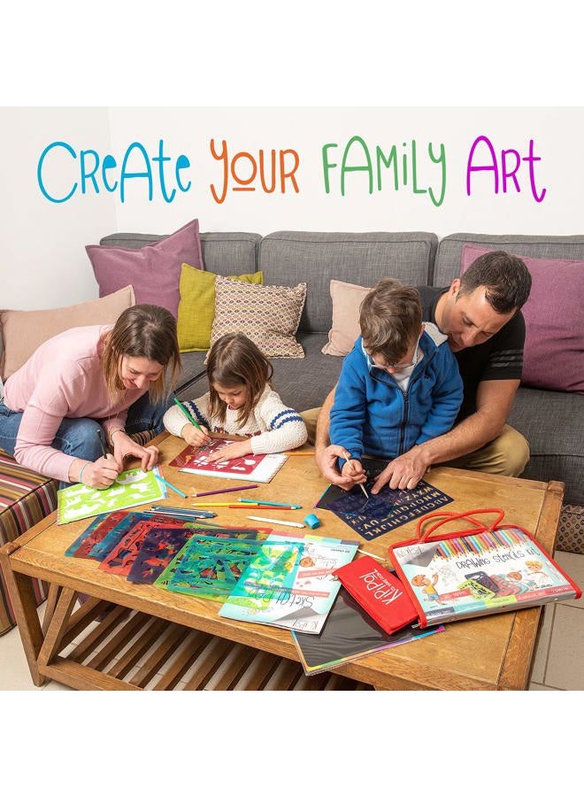 Kipipol Drawing Stencils Kit for Kids Ages 4 and Up- Arts and Crafts for Girls and Boys - 63-Piece Kids Coloring Art Set- 15 Stencils, 260+ Designs and Scratch Art- Educational Toy, Creativity Gift - Image 4