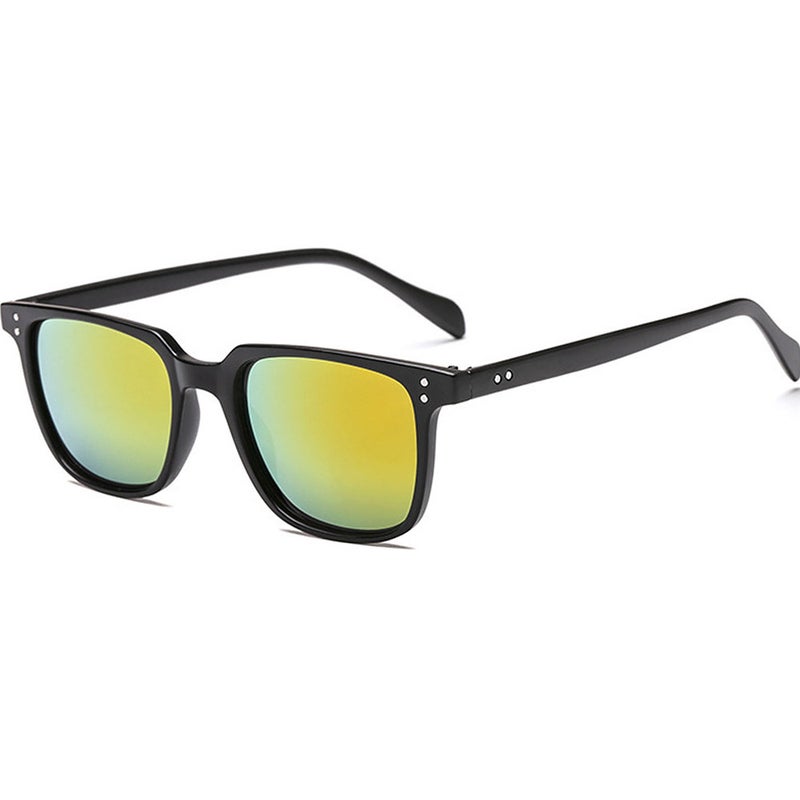 Generic Retro Square Sunglasses Unisex Slimming Brilliant black/orange film 