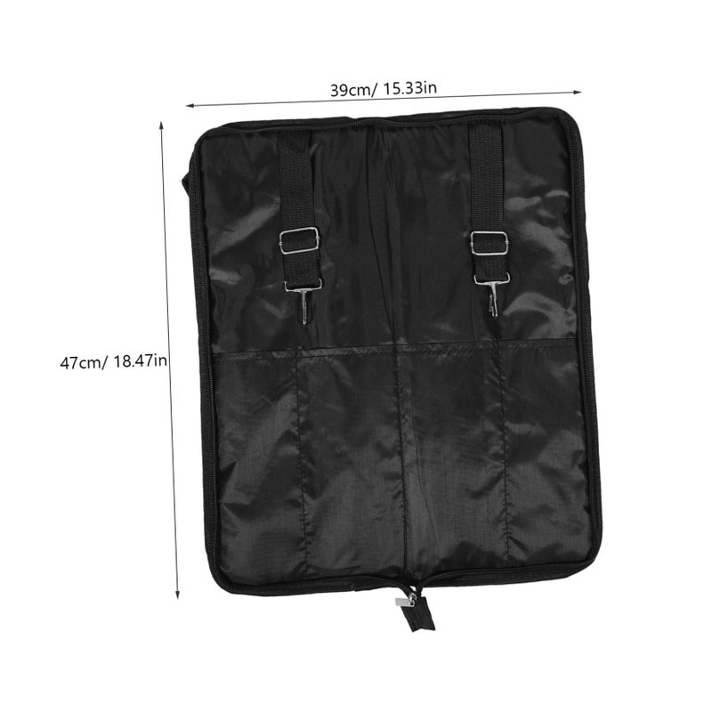 Black Portable Drum Stick Organizer Bag with Shoulder Strap for Drumsticks and Mallets - Image 3