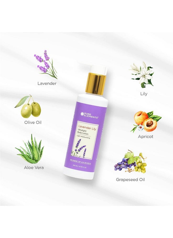 Pure Elements Lavender Lily Ultralight Body Lotion Light Moisturising Body Lotion For Dry Skin Face And Body (200 Ml)  - Image 2