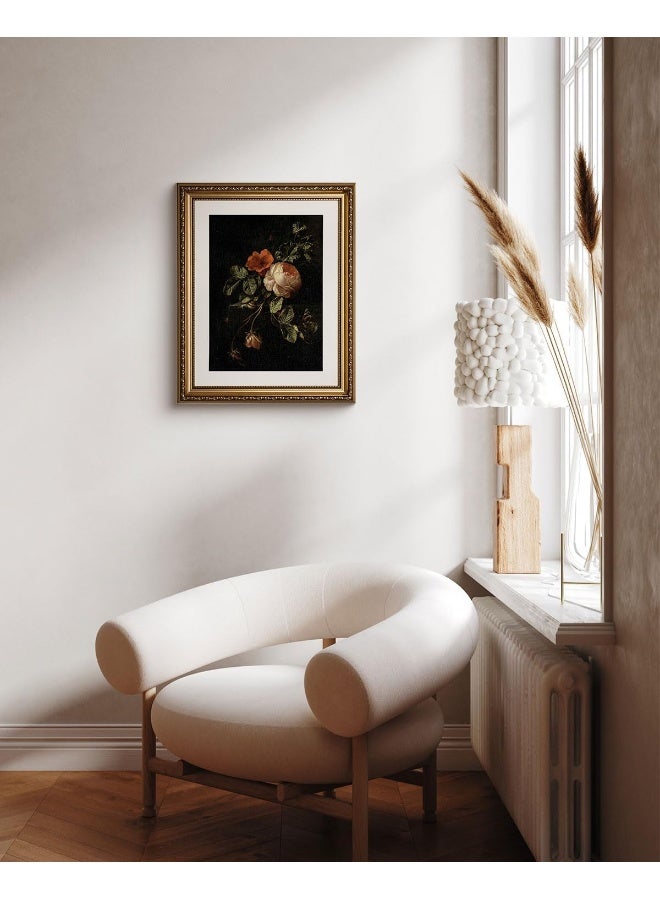 Home Trove Arpeotcy Vintage Gold Framed Wall Art, 13X16 Inch Floral Rose Retro Picture Paintings, Antique Canvas Artwork, Victorian Picture Photo Frame Wall Decor For Gallery Bathroom Bedroom  - Image 4