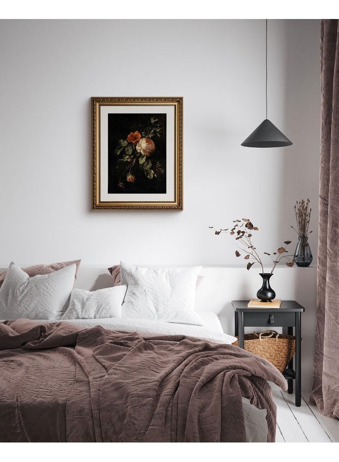 Home Trove Arpeotcy Vintage Gold Framed Wall Art, 13X16 Inch Floral Rose Retro Picture Paintings, Antique Canvas Artwork, Victorian Picture Photo Frame Wall Decor For Gallery Bathroom Bedroom  - Image 5