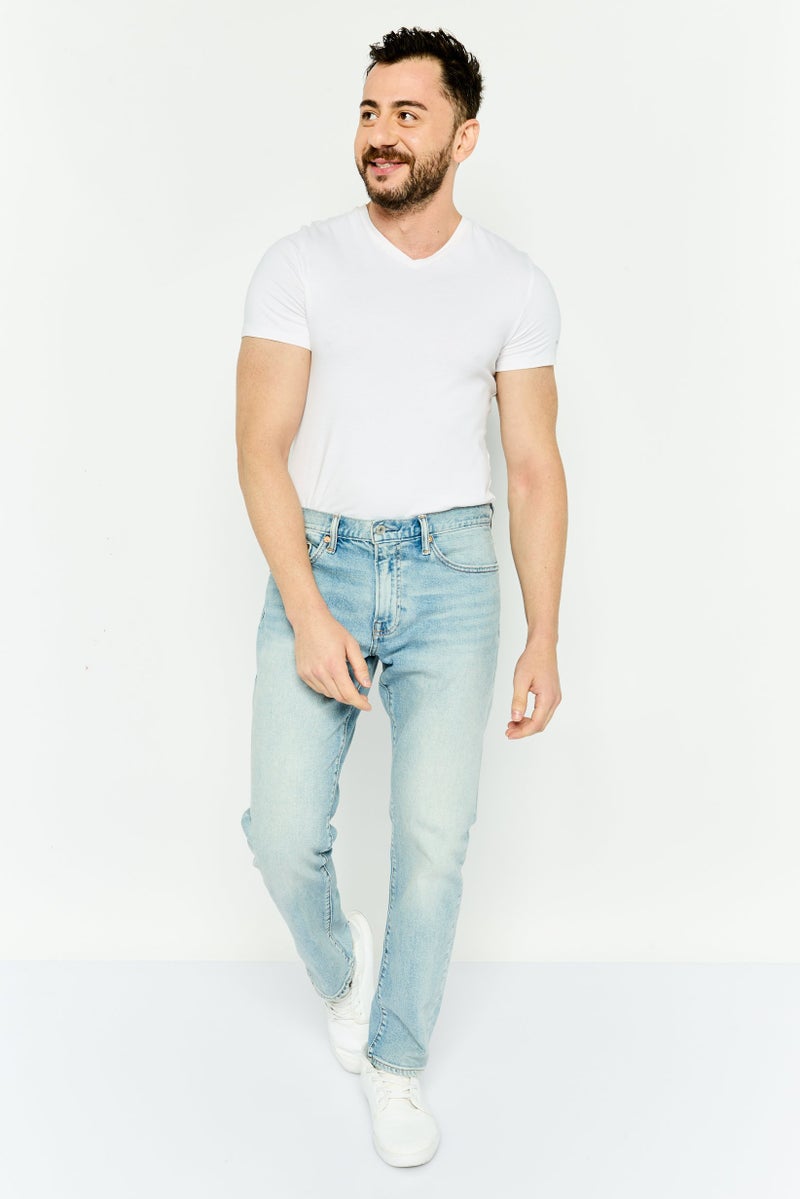 GAP Men Slim Fit Washed  Stretchable Denim, Light Blue - Image 2