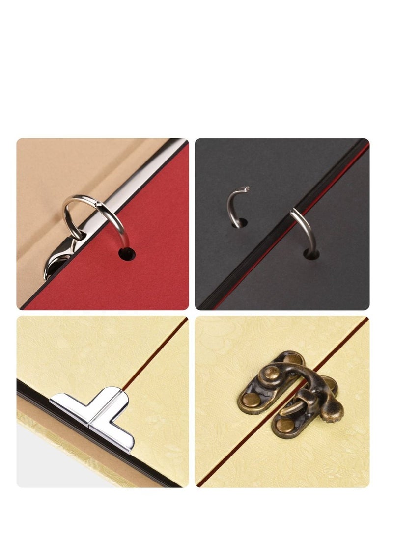 KASTWAVE ألبوم صور كراس العمل مع صندوق هدية، غلاف صور DIY جيب شريط حريري غلاف صلب، كتاب ذكريات DIY مخصص لكتاب الضيوف/ الزفاف/ الطفل/ الذكرى السنوية/ السفر (بيج) - Image 5