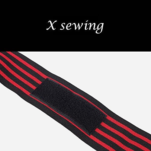 HYFAN Professional Elbow Wrist Wraps 40" Elastic Elbow Support for Weightlifting Workout Bodybuilding Gym Fitness (Red) - Image 3