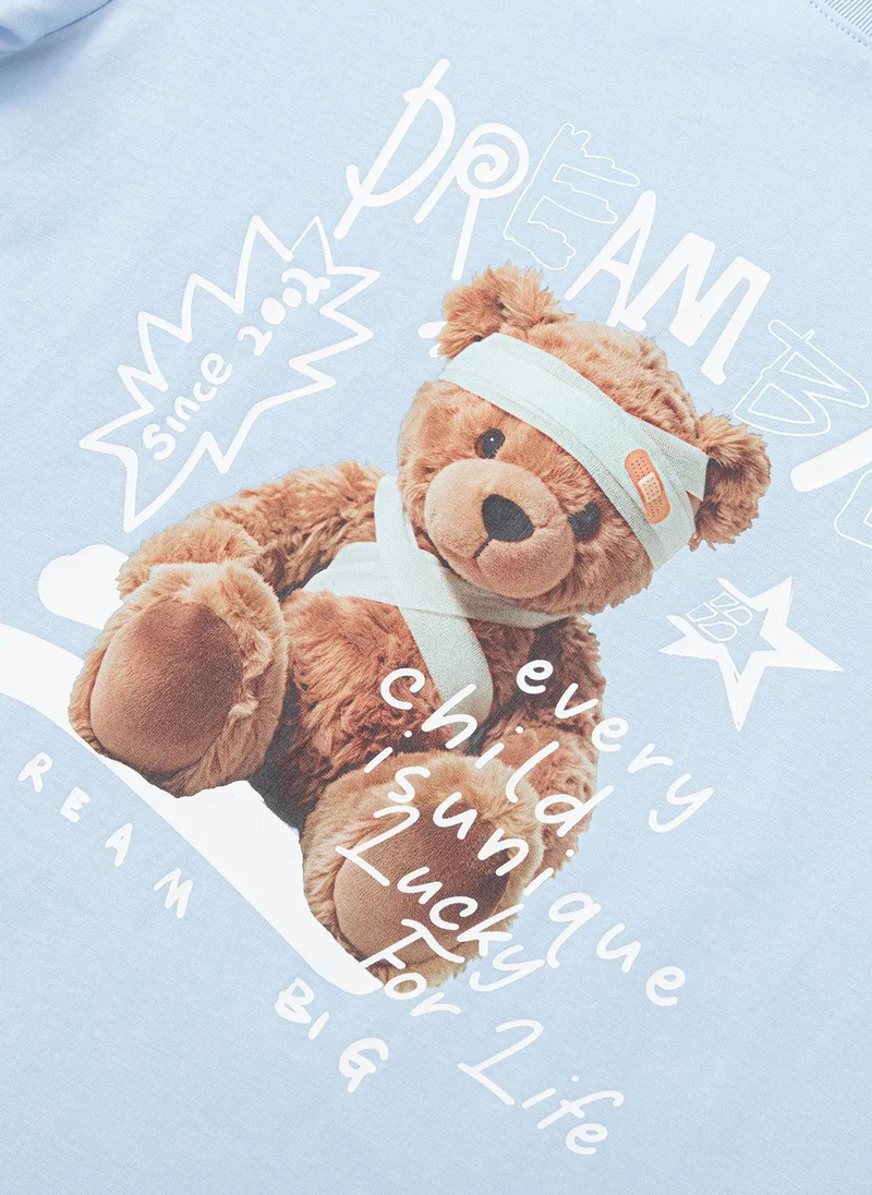 Balabala Blue Kids Boys Round v-neck short-sleeved T-shirt for Men | Best Price UAE