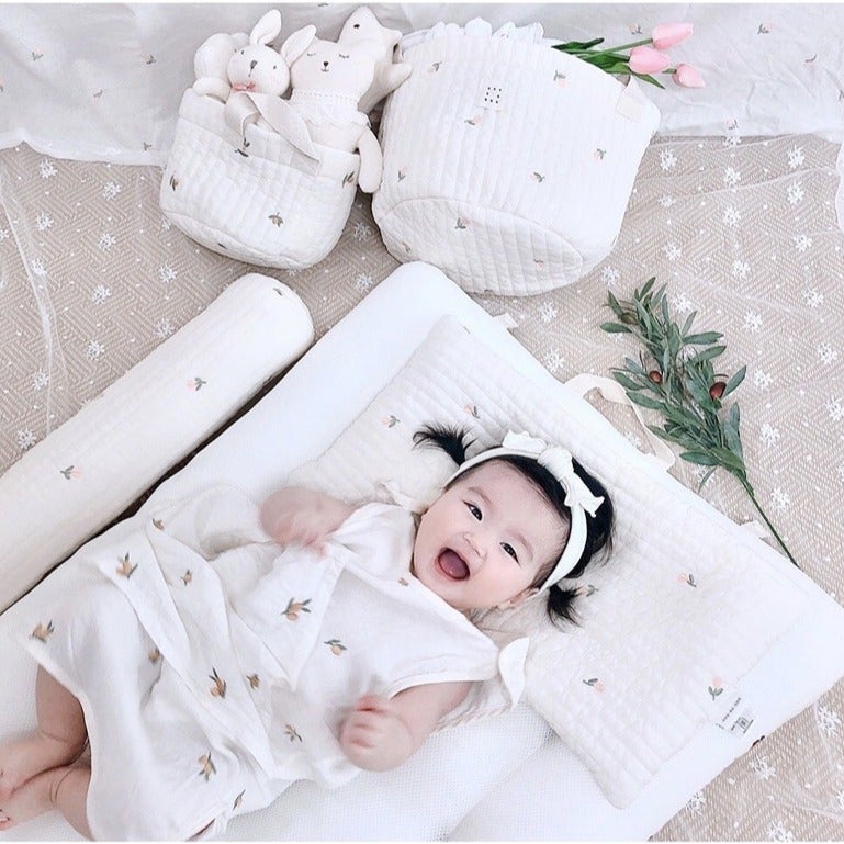 Born Double Side Pillow Cotton Embroidered Baby Breathable Flat Pillow Baby Summer Sweat Absorbing Newborn - Image 5