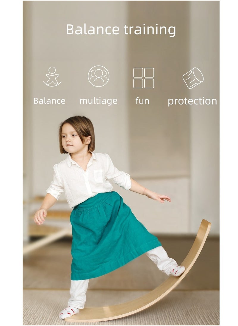 Generic - Wooden seesaw indoor sense system training equipment children balance bending seesaw two-person interaction，3-12 years old, birthday gift - Image 1