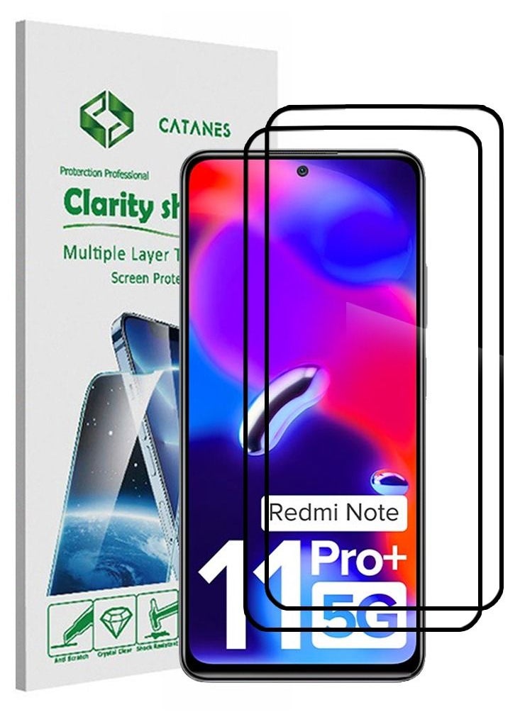 CATANES 2 Pack For Xiaomi Redmi Note 11 Pro+ 5G (India) Screen Protector Tempered Glass Full Glue Back  - Image 1