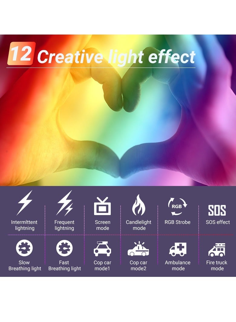 Excefore RGB Video Light, Portable LED Camera Light Panel 0-360 Full Color, CRI 95+ 2500-8500K LED 4000mAh Rechargeable DSLR Lighting, for Vlog Live Streaming Video Conference  - Image 3