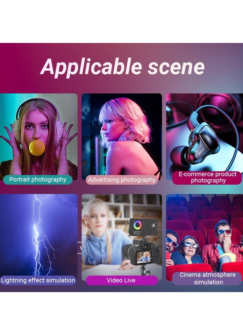 Excefore RGB Video Light, Portable LED Camera Light Panel 0-360 Full Color, CRI 95+ 2500-8500K LED 4000mAh Rechargeable DSLR Lighting, for Vlog Live Streaming Video Conference  - Image 5