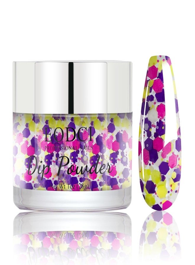 eodci Nail Powder - Purple Pink Lime Green Hexagon Sequins No Lamp Curing Colors Long Lasting Nail Art Starter Manicure DIY Home 1 Oz - Image 1