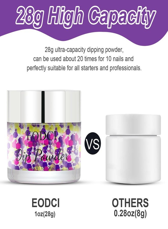 eodci Nail Powder - Purple Pink Lime Green Hexagon Sequins No Lamp Curing Colors Long Lasting Nail Art Starter Manicure DIY Home 1 Oz - Image 5