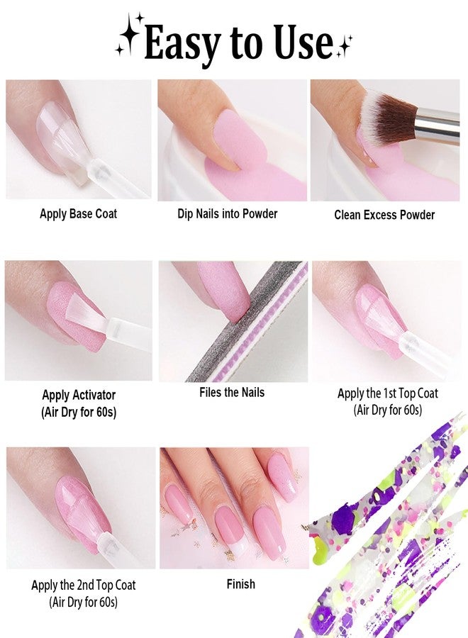 eodci Nail Powder - Purple Pink Lime Green Hexagon Sequins No Lamp Curing Colors Long Lasting Nail Art Starter Manicure DIY Home 1 Oz - Image 4