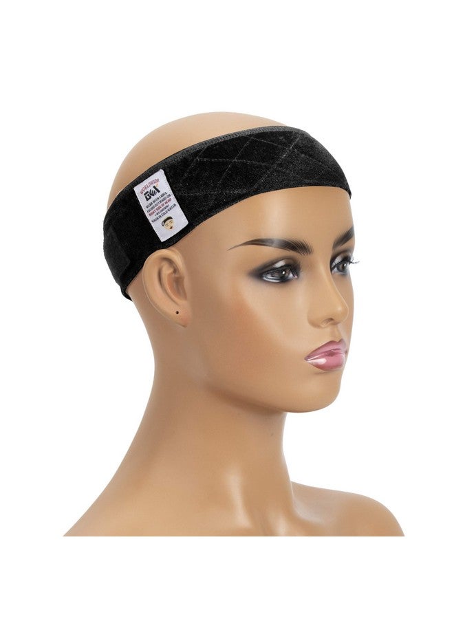 جيكس وورلد وايد شريط قبضة شعر مستعار من Gex شريط رأس مخملي قابل للتعديل مانع للانزلاق وجيد التهوية للحفاظ على الشعر المستعار آمنًا ومنع الصداع (أسود) - Image 1