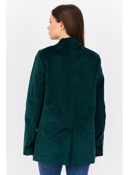 ESPRIT Women Regular Fit Ribbed Semi-Formal Blazer, Green  - Image 4