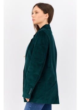 ESPRIT Women Regular Fit Ribbed Semi-Formal Blazer, Green  - Image 2
