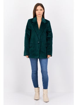 ESPRIT Women Regular Fit Ribbed Semi-Formal Blazer, Green  - Image 3
