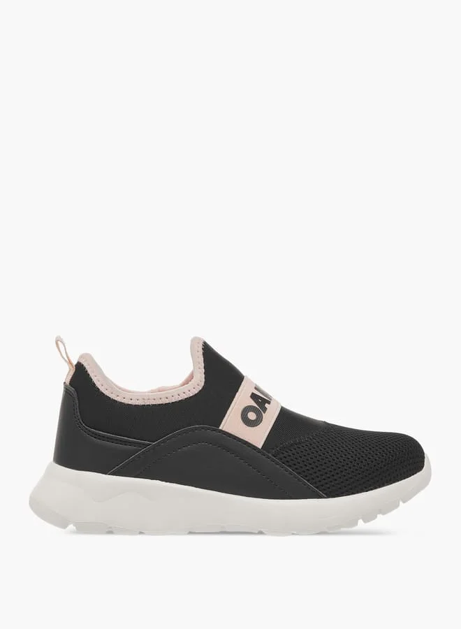 Girls by Shoexpress Logo Detail Slip-On Sports Shoes with Pull Tabs