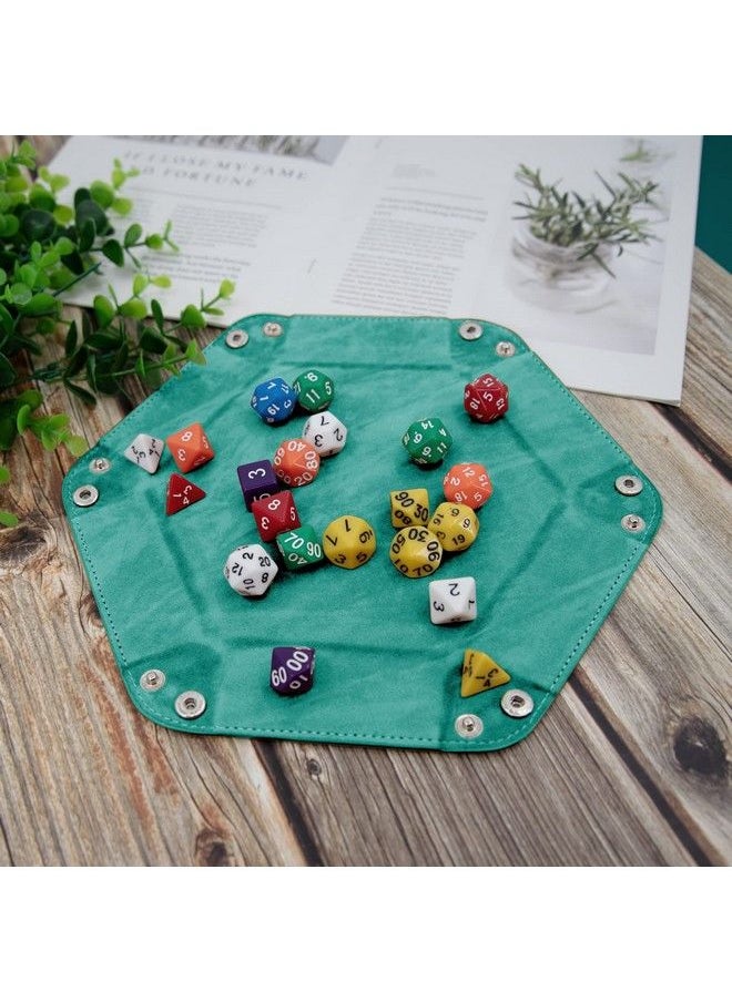 SIQUK - 6 Pieces Dice Tray Hexagon Dice Rolling Holder Folding Pu Leather Dice Trays For Dice Games Like Rpg Dnd And Other Table Games(Violet Camel Black Gray Cyan Sky Blue) - Image 1