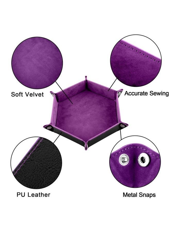 SIQUK - 6 Pieces Dice Tray Hexagon Dice Rolling Holder Folding Pu Leather Dice Trays For Dice Games Like Rpg Dnd And Other Table Games(Violet Camel Black Gray Cyan Sky Blue) - Image 1